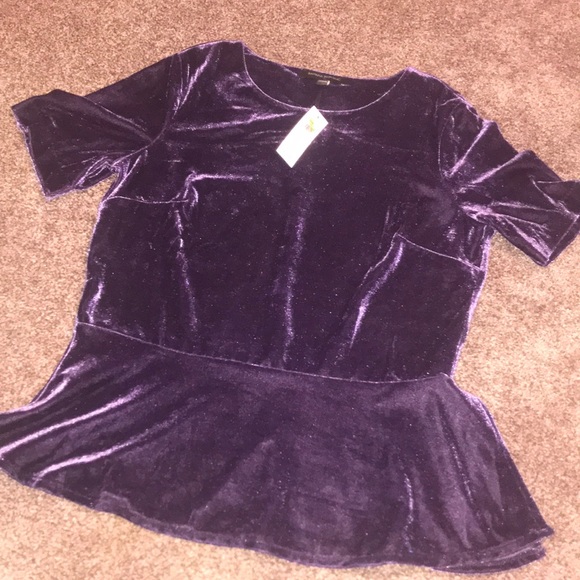 Banana Republic Tops - NWT Banana Republic Purple Velvet Peplum Top